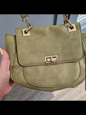 Olive Green Crossbody Bag with Gold Hardware